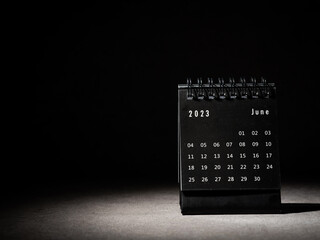 2023 June calendar on black background