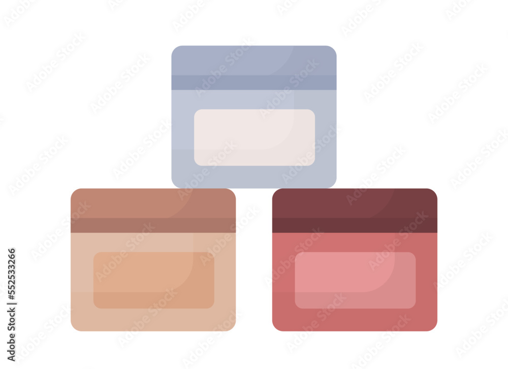 Poster stack of cream jars semi flat color vector object. editable elements. full sized items on white. ski