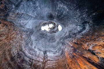 Famous Sequoia park and giant sequoia tree burned. Inside the trunk of a giant redwood Sequoia...