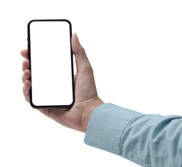 Mockup hand PNG  Studio shot of Smartphone with blank phone screen