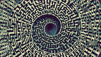 Abstract circle helix maze. 3d render design illustration.
