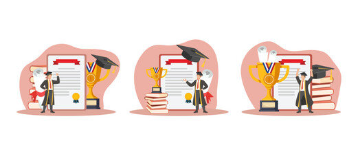 Flat Bundle Graduation Design Illustration
