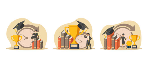 Graduation Flat Bundle Design Illustration