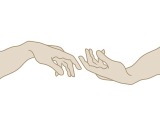 mirrored hands from a fragment of a Michelangelo fresco “The creation of Adam”