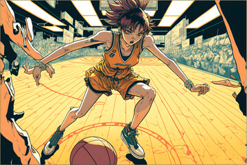 basketball girl manga anime style