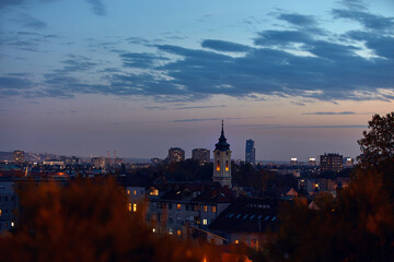 Fototapeta premium City of Belgrade, Serbia, blue hour evening cityscape.