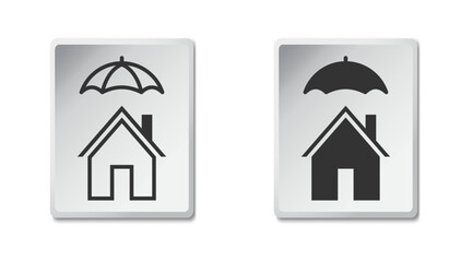 House under umbrella icon. Umbrella covering house. Vector illustration.