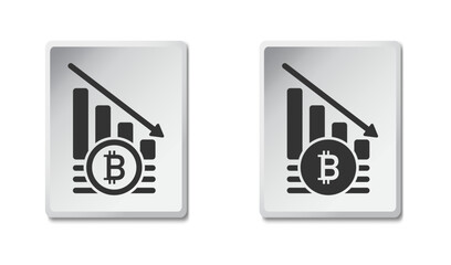 Bitcoin crash graph icon. Collapce of crypto market. Currency crisis. Bitcoin graph down icon.