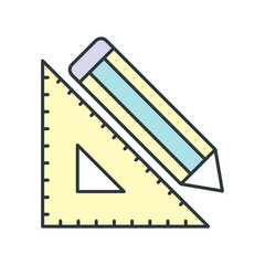 Ruler and pencil icon vector design templates isolated on white background
