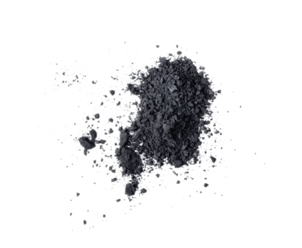 Activated charcoal powder isolated on transparent png