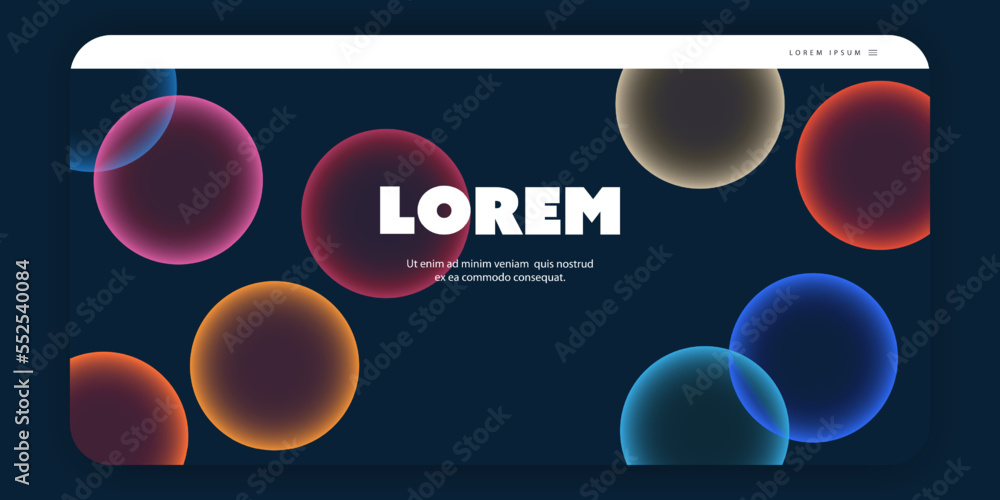 Poster modern style minimal web design elements - dark header or banner design with bubbles pattern - multi