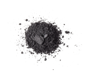 Activated charcoal powder isolated on transparent png