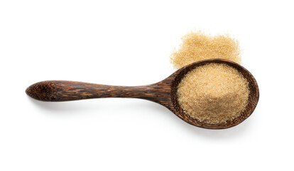 brown sugar in wood spoon isolated on transparent png - obrazy, fototapety, plakaty