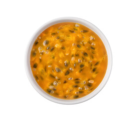 passion fruit in white bowl isolated on transparent png