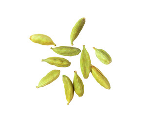 Top view of group of cardamom isolate on transparent png - obrazy, fototapety, plakaty