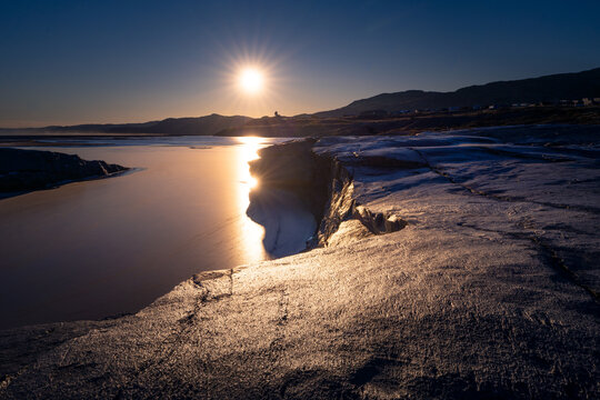 Sunset above Icefjord of Greenland,