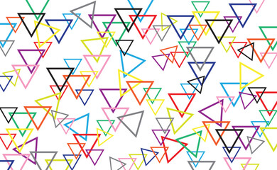 Colorful triangles over the white background.