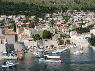 Fototapeta na wymiar Panoramic view of the city and sea on the sunny day. Dubrovnik. Croatia.