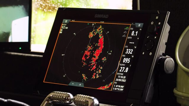 Navigation computer of ocean vessel, handheld view