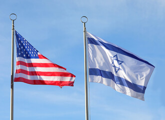 flag of united states of america and flag of israel together