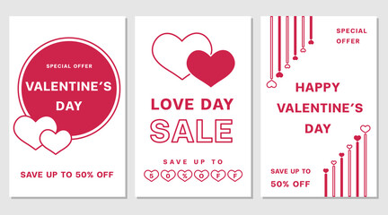 Valentine's Day sale. Letters with hearts valentine background, Wallpaper, flyers, invitation, posters, brochure and banners.