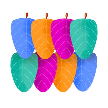 Filipino fiesta layered kiping leaf-shaped wafer in secondary colors