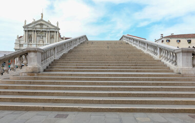 stairway of the bridge called DEGLI SCALZI which means barefooted ones and no people in Venice