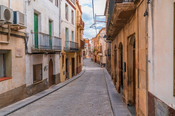 Fototapeta na wymiar El Masroig Spain narrow street view in village Catalonia Tarragona province Priorat wine region