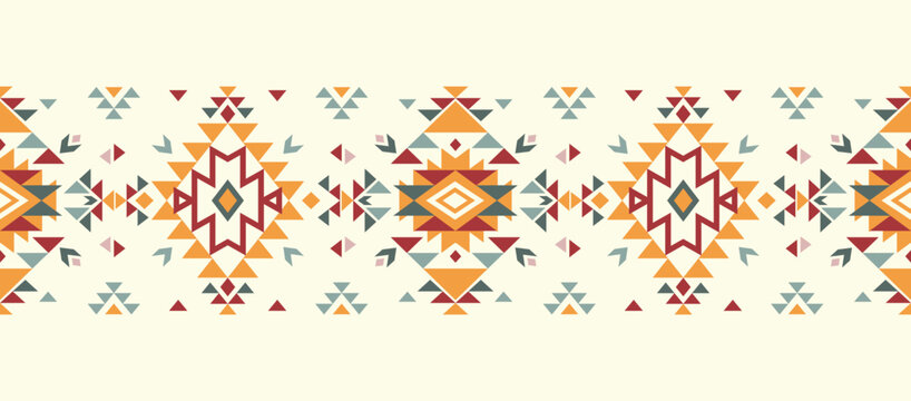Vector seamless decorative ethnic pattern. American indian motifs. Design for background, carpet, wallpaper, clothing. Vector illustration. Embroidery style.