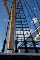 Obraz premium historic tall ship museum docked in the harbor