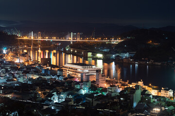 美しい尾道市の夜景　広島県