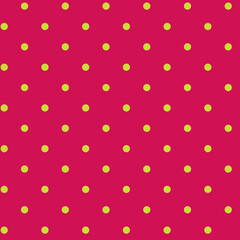 Bright yellow polka dots isolated on a red background Trendy abstract geometric fabric and paper print