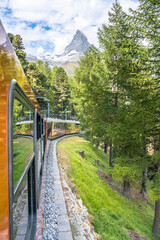 Gornergrat train with Matterhorn view, Zermatt, Switzerland