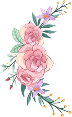 pink floral bouquet with watercolor