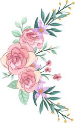 pink floral bouquet with watercolor