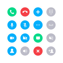 Phone call icon set. Suitable for design element of smartphone call user interface, phone call button, and ui ux icon set. - obrazy, fototapety, plakaty