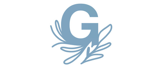 Initial Letter G Abstract Blue Leaf Element Logotype