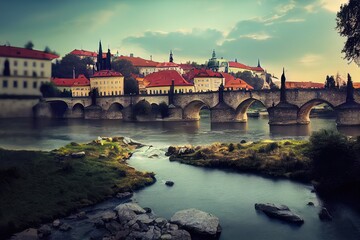 Obraz premium Bridge over the River