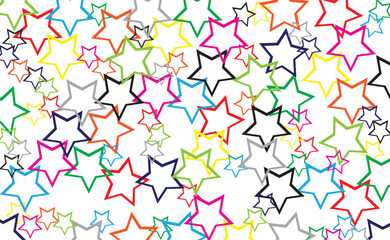 The colorful stars overlapping on the white background.
