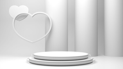 Minimal heart shapes background mock up podium