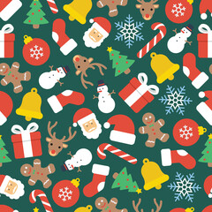 Christmas pattern with ornament retro style. Vector illustration