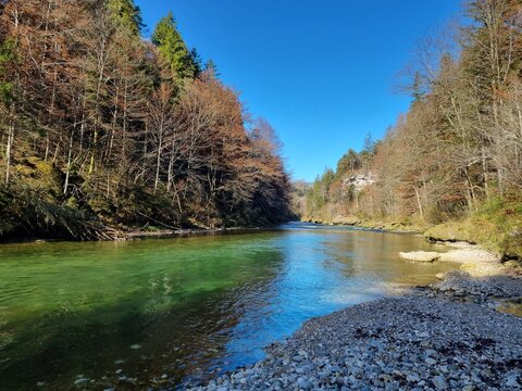 steyr river gorge with crystal clear green water in austria