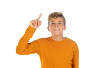 Teenager in orange t-shirt