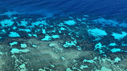 Airview of shallow water-covered Michaelmas Reef on the Great Barrier Reef. Queensland-Australia-320