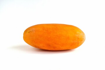 Yellow sweet ripe papaya isolated on white background.