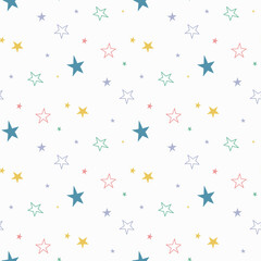 colorful seamless patter with doodle chaotic stars 
