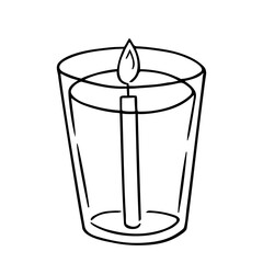 Candle doodle,power outage lighting.Decoration for birthday party,romantic Valentine's Day dinner.Festive hand-drawn candlelight with wick and wax,for creating a special atmosphere.Isolated.Vector