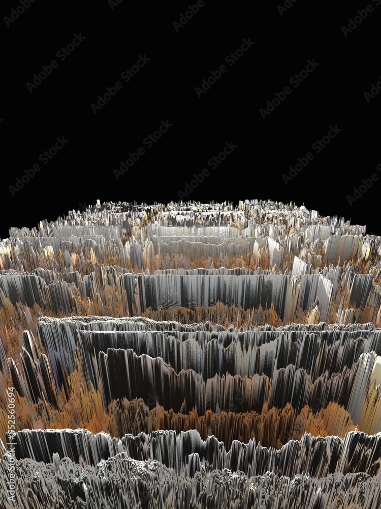 Poster oblique view on irregular grid pattern in grey and copper colours
