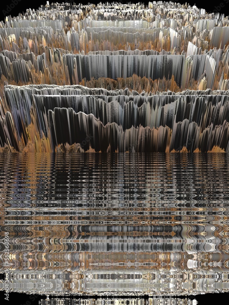 Poster oblique view on irregular grid pattern in grey and copper colours