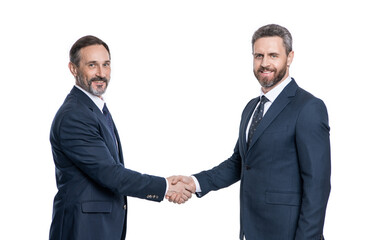 smiling businessmen dealing in studio. businessmen dealing with handshake